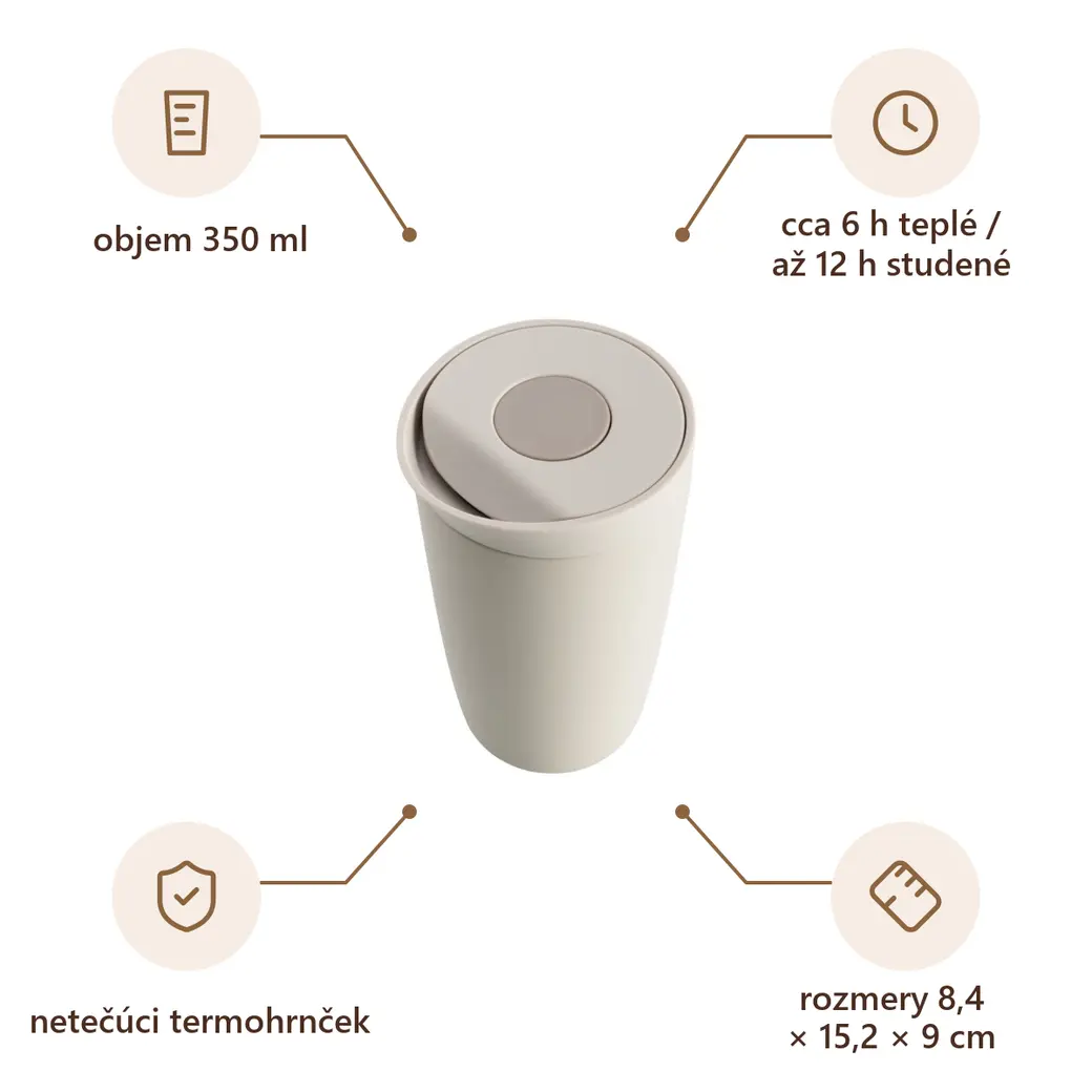 Infografika VS NAKAI Termohrnček, 350 ml, béžová