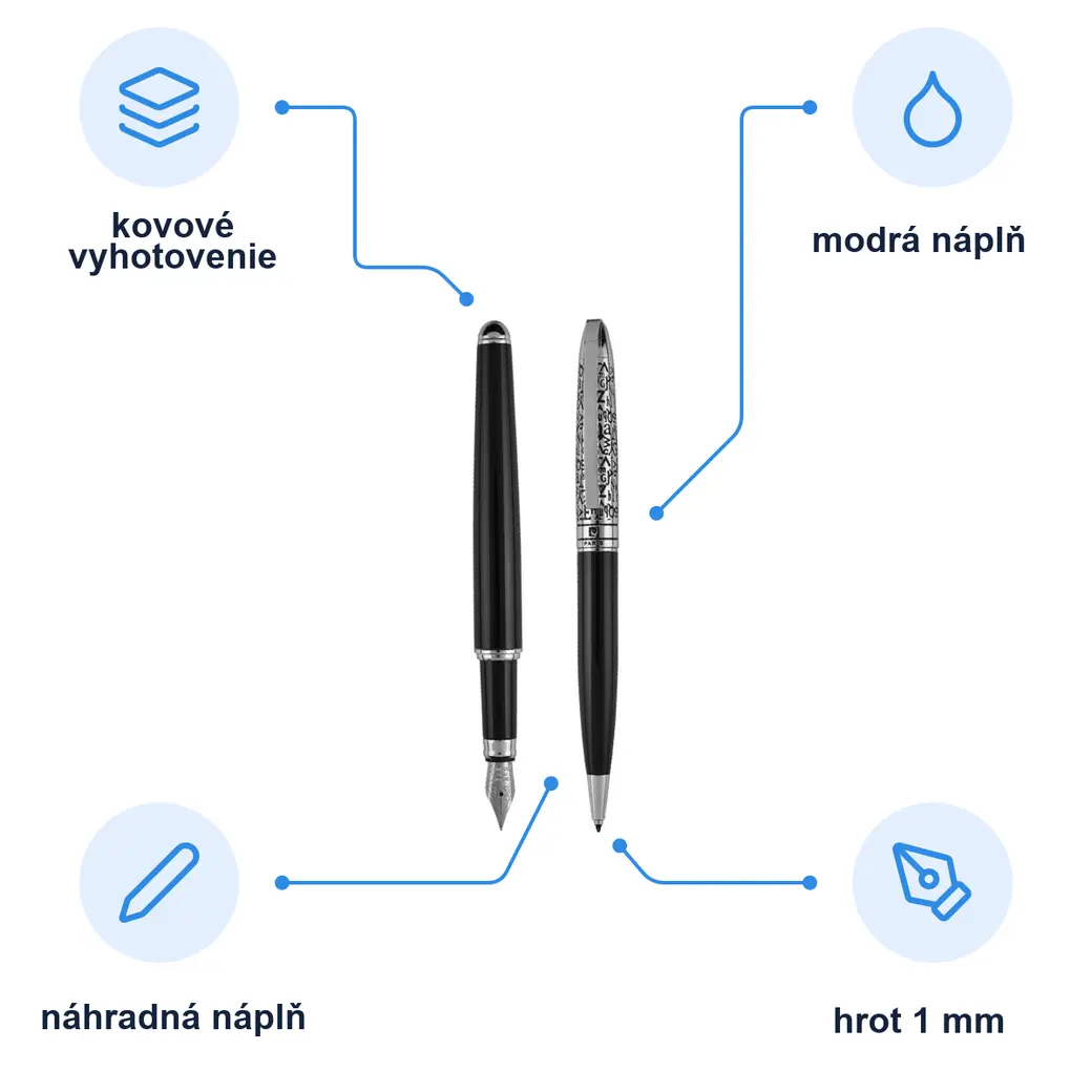 Infografika PIERRE CARDIN JACQUES Kovová sada guľôčkového a plniaceho pera