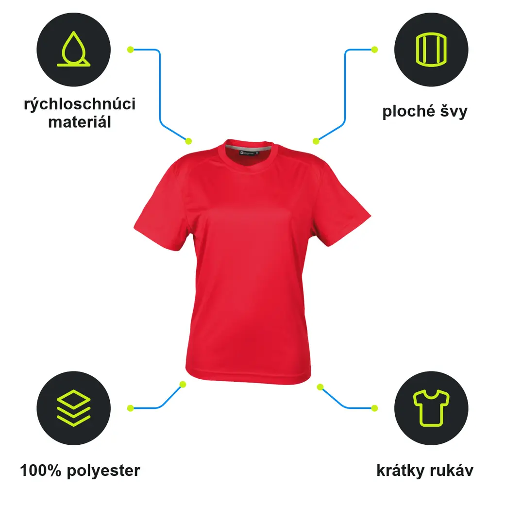 Infografika SCHWARZWOLF COOL SPORT WOMEN funkčné tričko, červená L
