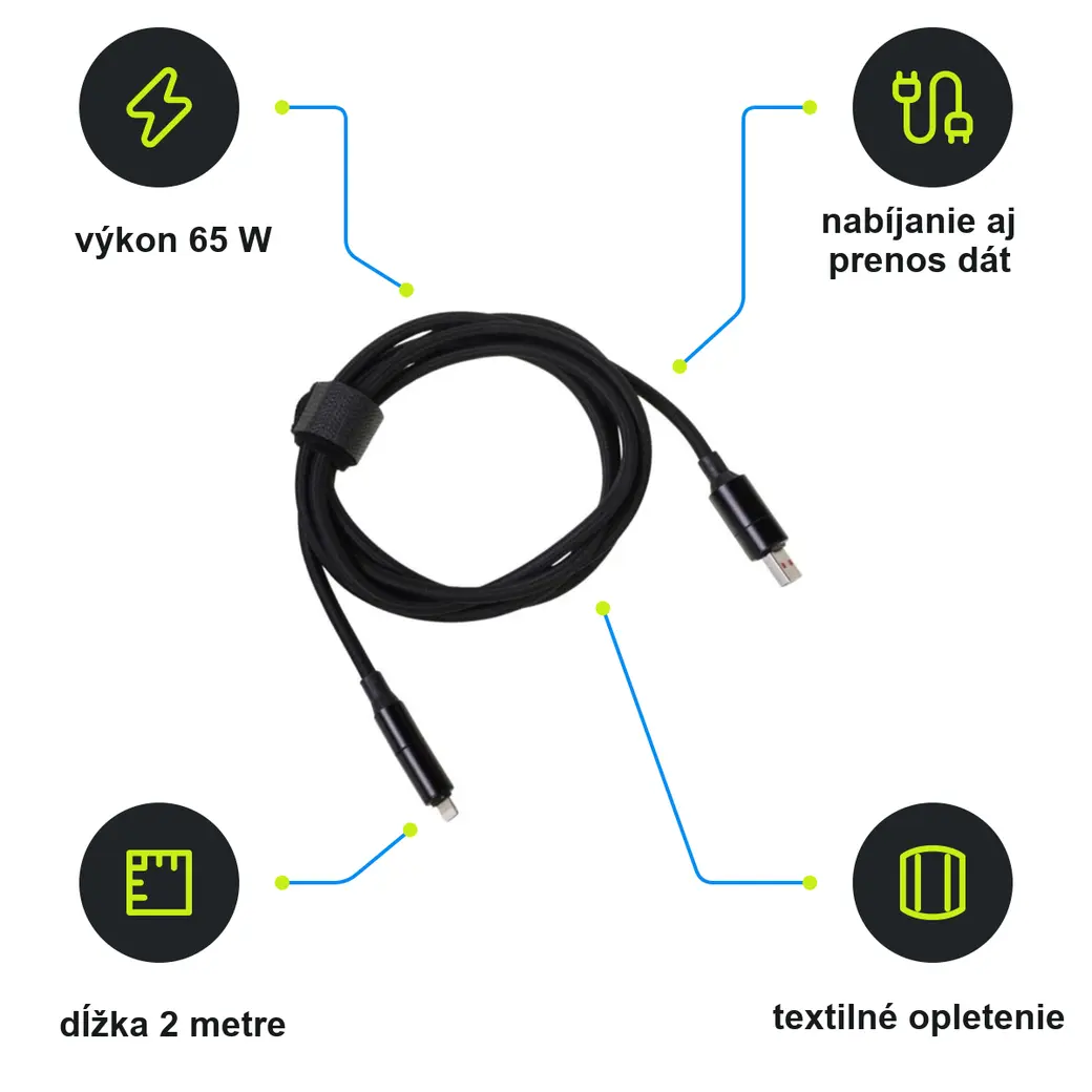 Infografika SCHWARZWOLF MAWENZI 2m nabíjací a dátový kábel