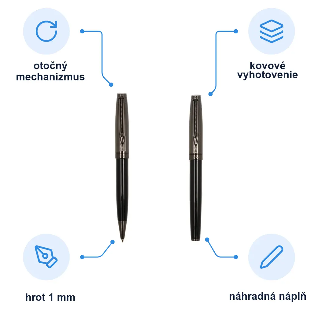 Infografika PIERRE CARDIN ODETTE SET Súprava guľôčkového a plniaceho pera, čierna/gunmetal