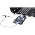 4-portový USB-A a Type-C hub z recyklovaného hliníka s duálnym vstupom, strieborný