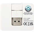 4-portový USB hub s výstupmi USB-A a Type-C a duálnym vstupom – vyrobené z recyklovaného plastu, biela