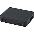 4-portový USB hub s výstupmi USB-A a Type-C a duálnym vstupom – vyrobené z recyklovaného plastu, čierna