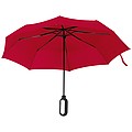 Automatický skladací dáždnik, pr. 98 cm, s karabínou v rukoväti, červený