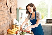 Bavlnená kuchárska zástera, modrá