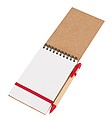 Blok na písanie s perom, recyklovaný materiál - nelinkovaný, červená