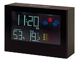Budič s meteostanicou a LCD displejom, plast, čierna