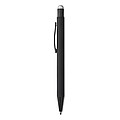 Čierne hliníkové pero, vygravírované logo je rovnakej farby ako stylus, tmavomodrá, strieborná