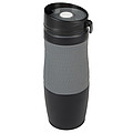 Čierny nerezový termohrnček 380 ml, so sivým rukávom