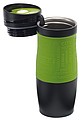 Čierny nerezový termohrnček 380 ml, so zeleným rukávom