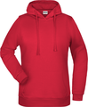 Dámska mikina s kapucňou James Nicholson sweat hoodie women, červená, vel. S