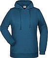 Dámska mikina s kapucňou James Nicholson sweat hoodie women, modrozelená, veľ. XS