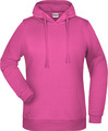 Dámska mikina s kapucňou James Nicholson sweat hoodie women, ružová, veľ. XS