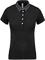 Dámske polotričko KARIBAN TWO-TONE JERSEY POLO SHIRT, čierna/tm.šedá, 2XL
