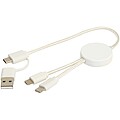 Dátový synchronizačný a rýchlonabíjací 27W kábel 5 v 1 z recyklovaného plastu dĺžky 30 cm, biely