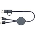 Dátový synchronizačný a rýchlonabíjací 27W kábel 5 v 1 z recyklovaného plastu dĺžky 30 cm, modrosivý