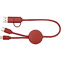 Dátový synchronizačný a rýchlonabíjací 27W kábel 5 v 1 z recyklovaného plastu dĺžky 30 cm, stredne oranžový