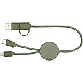 Dátový synchronizačný a rýchlonabíjací 27W kábel 5 v 1 z recyklovaného plastu dĺžky 30 cm, zelený