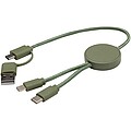 Dátový synchronizačný a rýchlonabíjací 27W kábel 5 v 1 z recyklovaného plastu dĺžky 30 cm, zelený