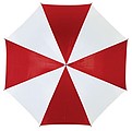 dáždnik červeno biely červená tyč, priemer 103 cm.