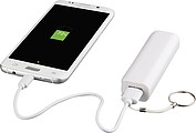 DORISA Powerbanka 1200 mAh s krúžkom na kľúče, biela