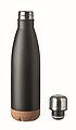 Dvojstenná fľaša s korkovým dnom, objem 500 ml, čierna