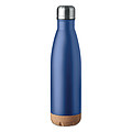 Dvojstenná fľaša s korkovým dnom, objem 500 ml, kráľovská modrá