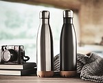 Dvojstenná fľaša s korkovým dnom, objem 500 ml, strieborná