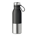 Dvojstenna nerezová fľaša so silikónovým obalom, 600 ml, strieborno-čierna