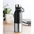 Dvojstenna nerezová fľaša so silikónovým obalom, 600 ml, strieborno-čierna