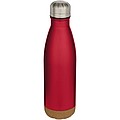 Dvojstenná vákuovo izolovaná nerezová fľaša na vodu s korkovými detailmi 500 ml, červená