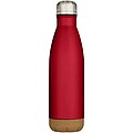 Dvojstenná vákuovo izolovaná nerezová fľaša na vodu s korkovými detailmi 500 ml, červená