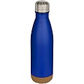 Dvojstenná vákuovo izolovaná nerezová fľaša na vodu s korkovými detailmi 500 ml, kráľovská modrá