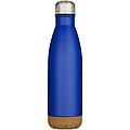 Dvojstenná vákuovo izolovaná nerezová fľaša na vodu s korkovými detailmi 500 ml, kráľovská modrá