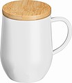 Dvojstenný nerezový hrnček s viečkom, 300 ml, biely