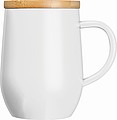 Dvojstenný nerezový hrnček s viečkom, 300 ml, biely
