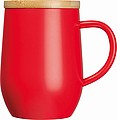 Dvojstenný nerezový hrnček s viečkom, 300 ml, červený