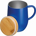 Dvojstenný nerezový hrnček s viečkom, 300 ml, modrý