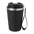 Dvojstenný termohrnček s popruhom 350 ml, čierna