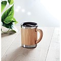 Dvojvrstvový nerezový termohrnček, 300ml, plastové viečko, vonkajšia vrstva z bambusu