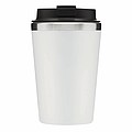 Dvojvrstvový termohrnček s viečkom, 350ml, vo vnútri nerezový, zvonku plastový, biely