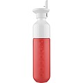 Fľaša DOPPER, 450 ml s viečkom a slamkou, fluorescenčná koralová