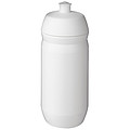 Fľaša na pitie 500 ml, telo je biele z pružného plastu, viečko je biele
