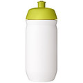 Fľaša na pitie 500 ml, telo je biele z pružného plastu, viečko je svetlozelené