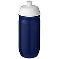 Fľaša na pitie 500 ml, telo je modré z pružného plastu, viečko je biele