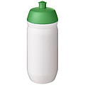 Fľaša na pitie 500ml, telo je biele z pružného plastu, viečko je zelené