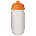 Fľaša na pitie 500ml, telo je matne priehľadné z mäkkého plastu, viečko je oranžové