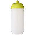 Fľaša na pitie 500ml, telo je matne priehľadné z mäkkého plastu, viečko je svetlo zelené