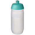 Fľaša na pitie 500ml, telo je matne priehľadné z mäkkého plastu, viečko je tyrkysové